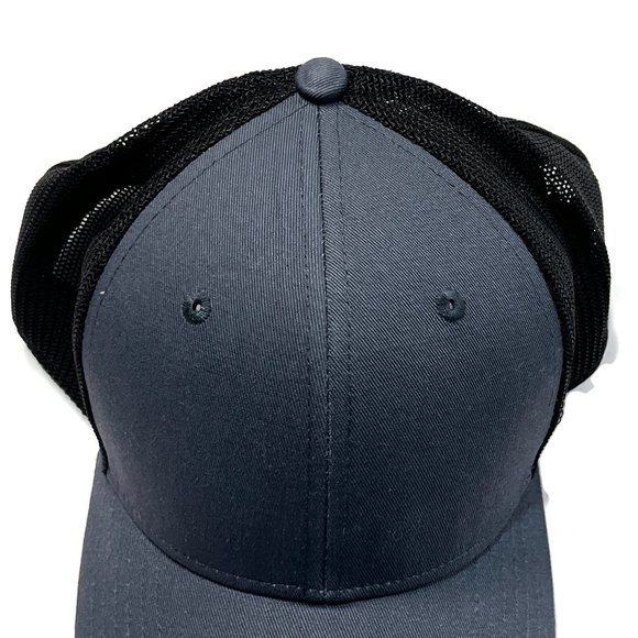 Outdoor Cap Baseball Hat Snapback Mesh Solid Blue Black - Picture 4 of 8